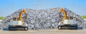 pile of shredded metallic scrap for recycling in sydney